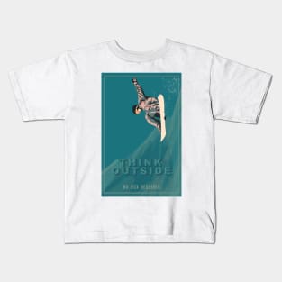 Think Outside No Box Required Retro style Snowboard Poster Kids T-Shirt